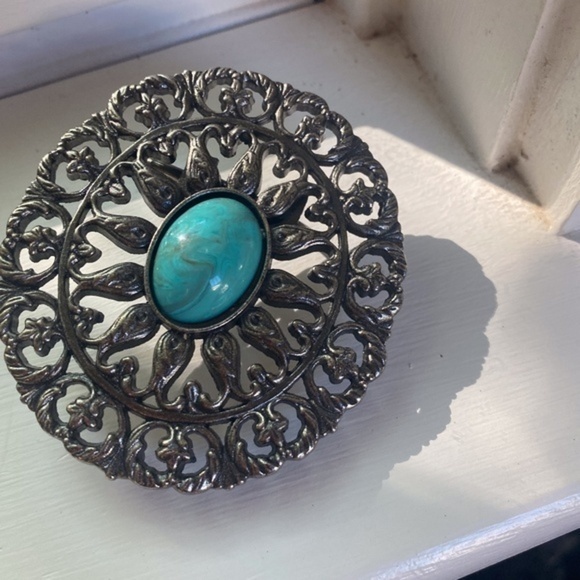 Accessories - Silver Turquoise Belt Buckle